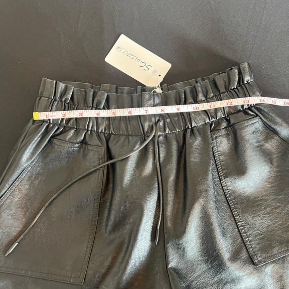 FAUX LEATHER ELASTIC HIGH WAIST PAPER BAG WOMENS SHORTS NWT XL - Picture 11 of 13